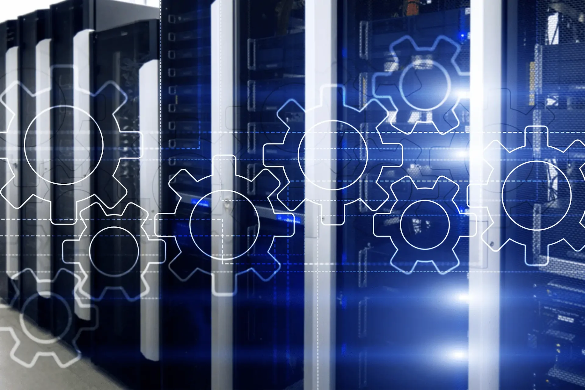 Gears mechanism digital transformation data integration digital technology concept